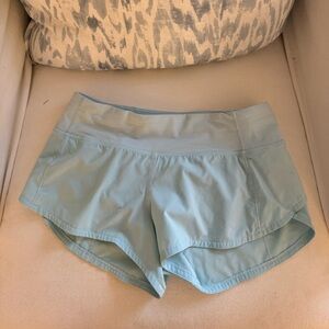 Light blue/ turquoise lululemon speed up athletic shorts